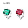 Elegant S925 Sterling Silver Emerald & Simulated Pigeon Blood Red Ring | Women's Fashion Statement