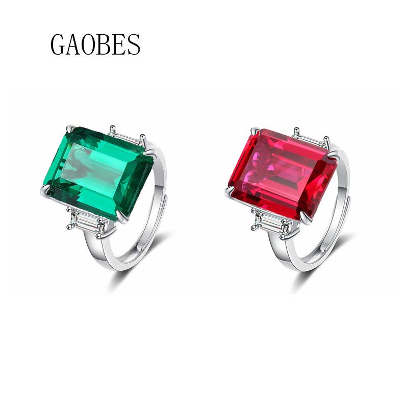 Elegant S925 Sterling Silver Emerald & Simulated Pigeon Blood Red Ring | Women's Fashion Statement