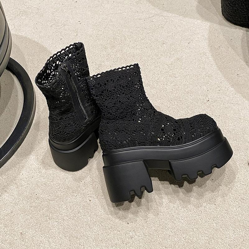 Fashion 10CM Platform Women's Ankle Boots Mid Heels Fashion Winter Shoes Designer Chelsea Boots New Goth Trend Walking Short Mujer Botas