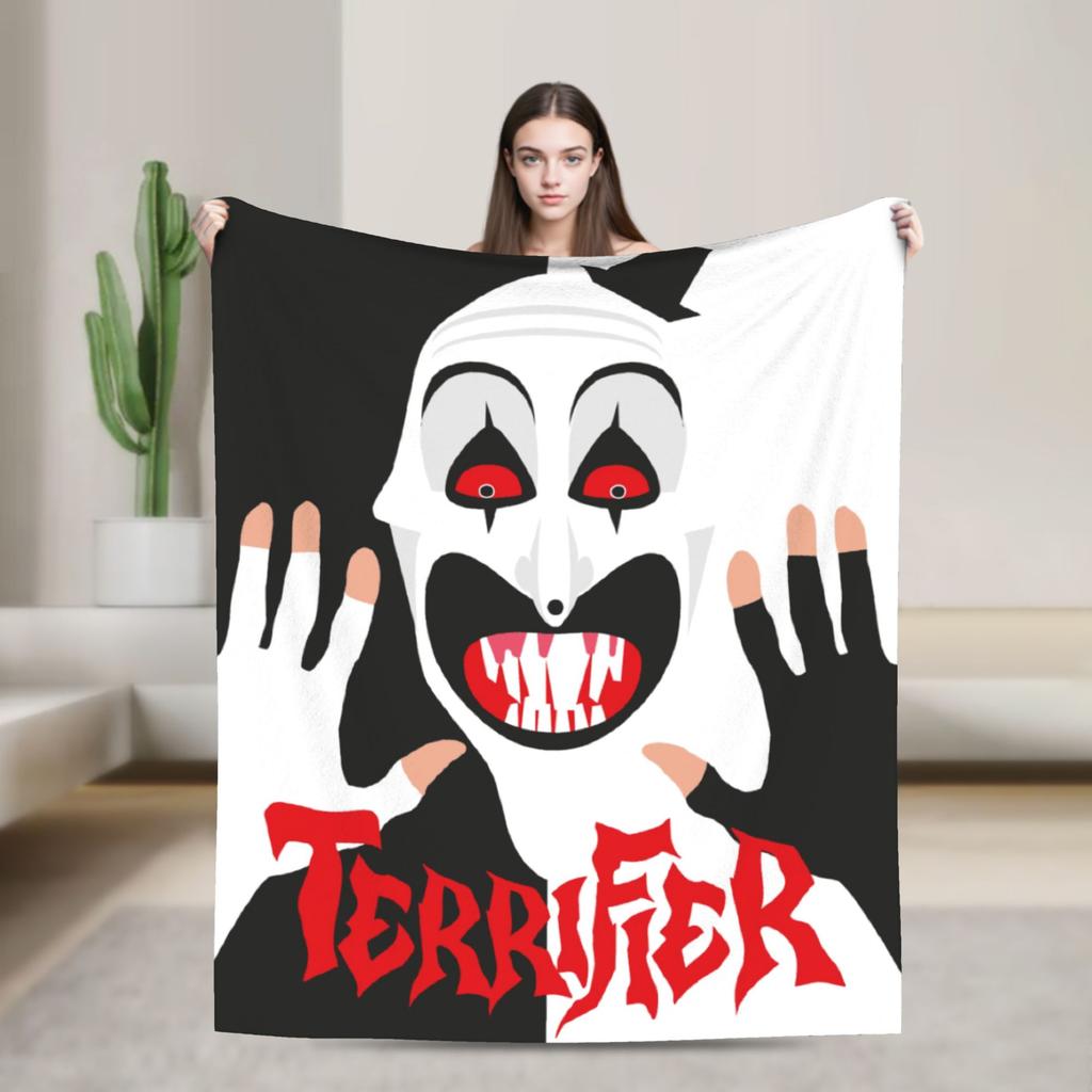 Terrifier Decke Film Kunst Der Clown Camping Flanell Bettwäsche Überwürfe Für Heimdekor Weich Warm Benutzerdefinierte Qualität Tagesdecke Geschenk