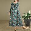 Long sleeve plus size cotton vintage floral new in dresses for women casual loose spring autumn dress