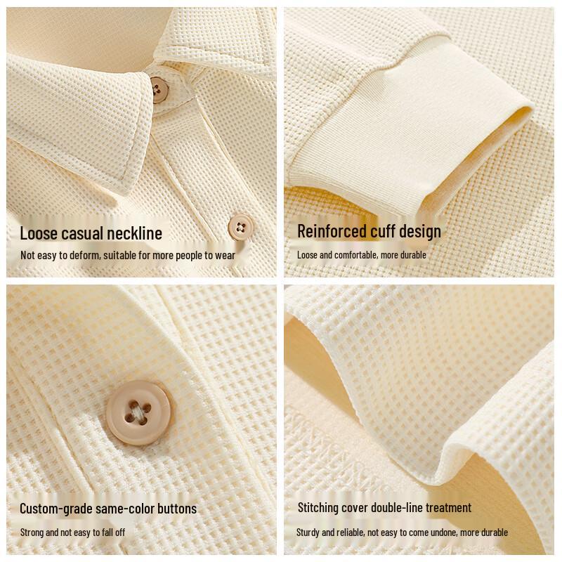 JEEP SPIRIT Men's Waffle Long Sleeve Polo Shirt