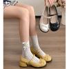 Black French ballet style thick heel shallow mouth heightening single shoes women's 2025 new autumn skirt Mary Jane shoes