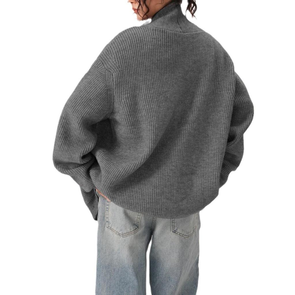 Unisex Retro Irregular V-Neck Cardigan: Autumn/Winter Knitted Sweater