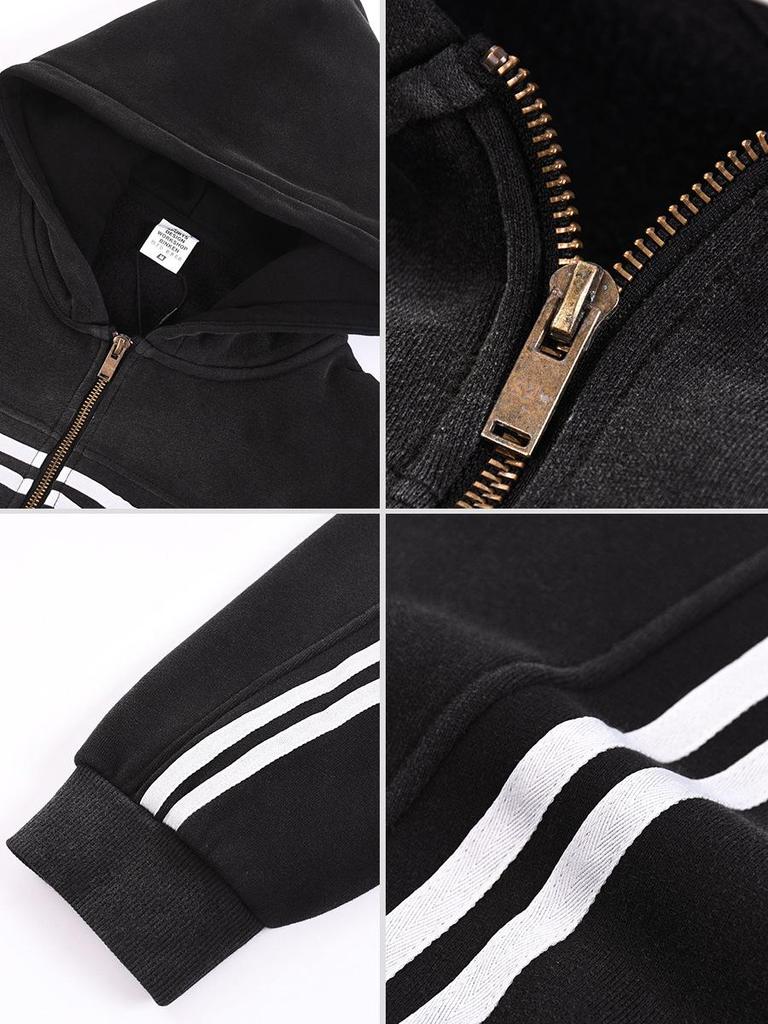 Men's Retro Heavyweight Fleece Hoodie - Autumn/Winter Casual Sports Jacket