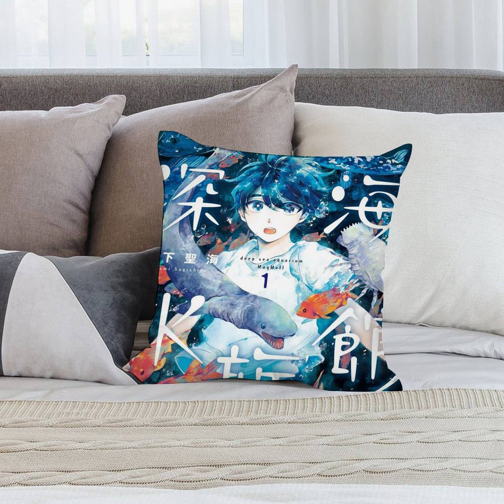 Comic Magmell Shinkai Suizokukan Pillow Case Short Plush Double-sided Print Square Throw Pillow Covers Sofa Home Cushion Decor