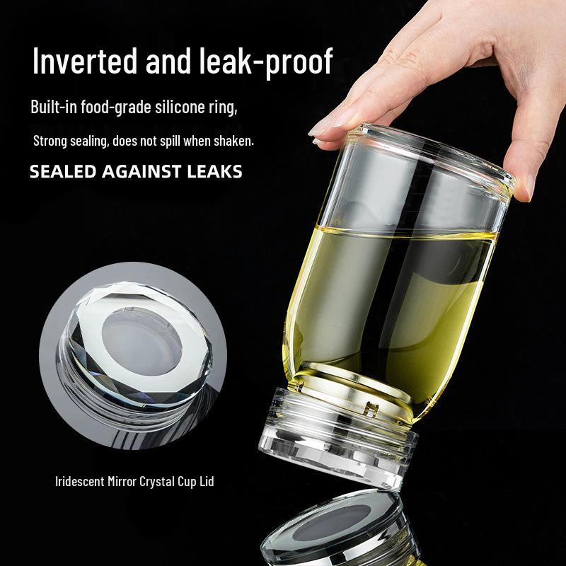 Premium High-Value Borosilicate Glass Tea Cup: Elegant Single-Layer Design for Women with Tea and Water Separation Feature.