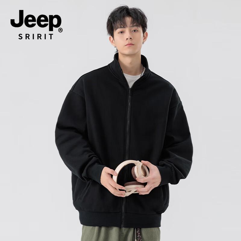 JEEP SPIRIT Men's Stand Collar Cardigan Sweatshirt
