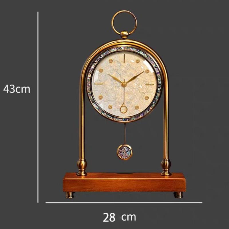 

Shell Walnut Table Clock Living Room Desk Watch Aesthetic Luxury Tabletop Clocks Modern Pendulum Desktop Watches Home Decoration