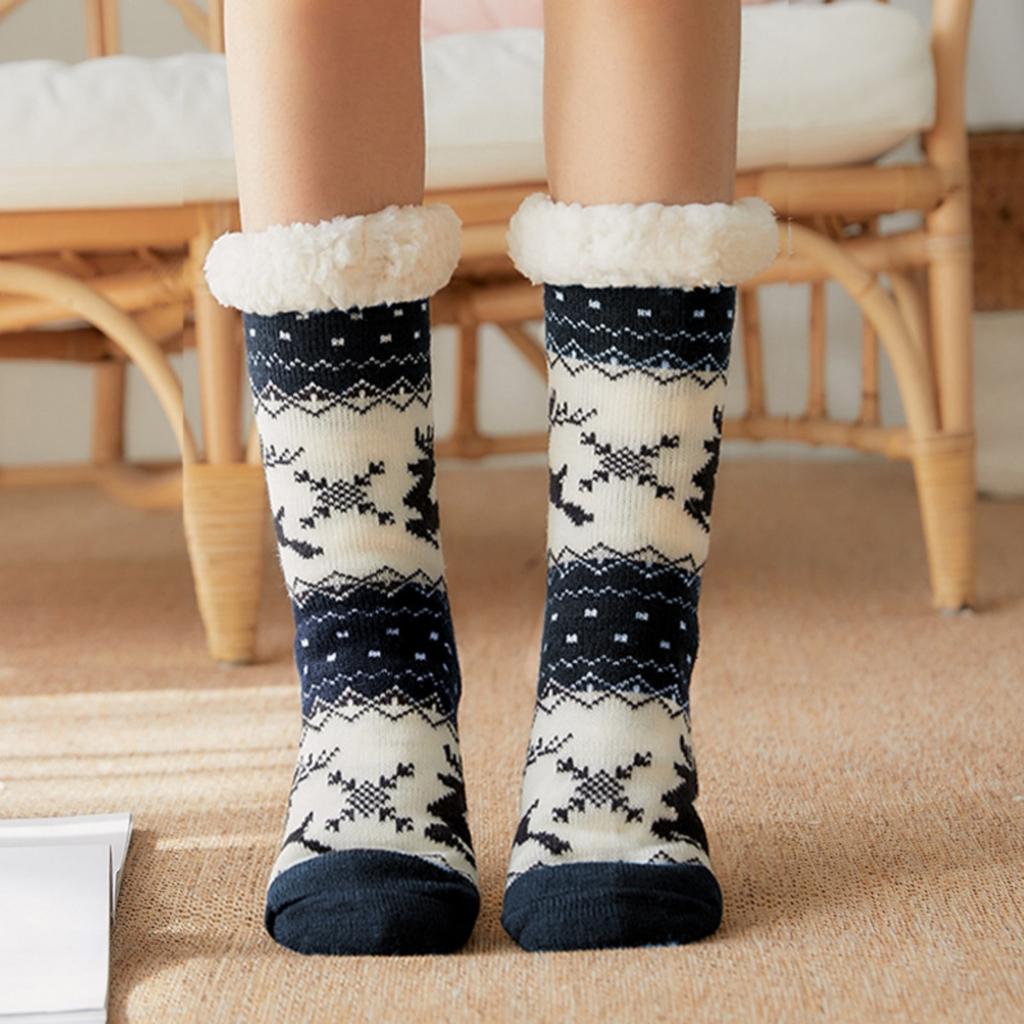Christmas Floor Socks For Women, Winter Fleece-lined Postpartum Carpet Socks, Sleep Home Snow Socks