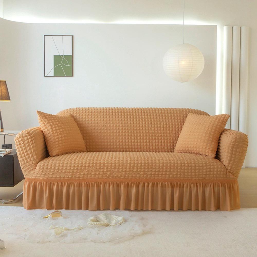 Premium Thick Bubble Gauze Sofa Cover Full Elastic Lace Universal Fit Sofa Protector All Season