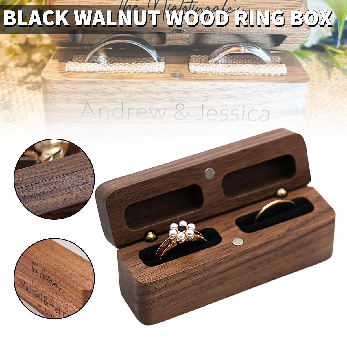 

Деревянная коробка для колец PDTO для свадебной церемонии, деревянные коробки для обручальных колец для двух колец