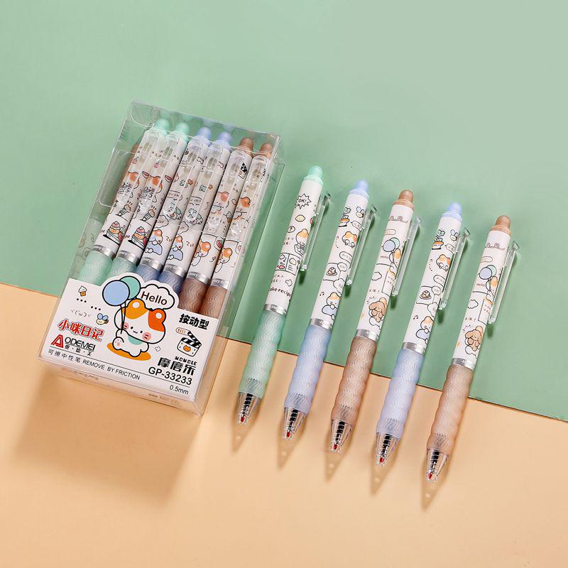 Thick Barrel Erasable Click Pen 0.5mm Bullet Tip, Blue/Black