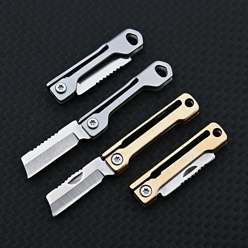 Edelstahl Splitter Auspacken Mini Handgepäck Taschenklappmesser Outdoor Camping Utility EDC Tragbares scharfes Schlüsselanhänger-Werkzeug