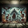 Grim Reaper Horror Halloween Party Decoration Background Spooky Graveyard Cemetery Backdrop Cosplay Photo Booth Studio Banner