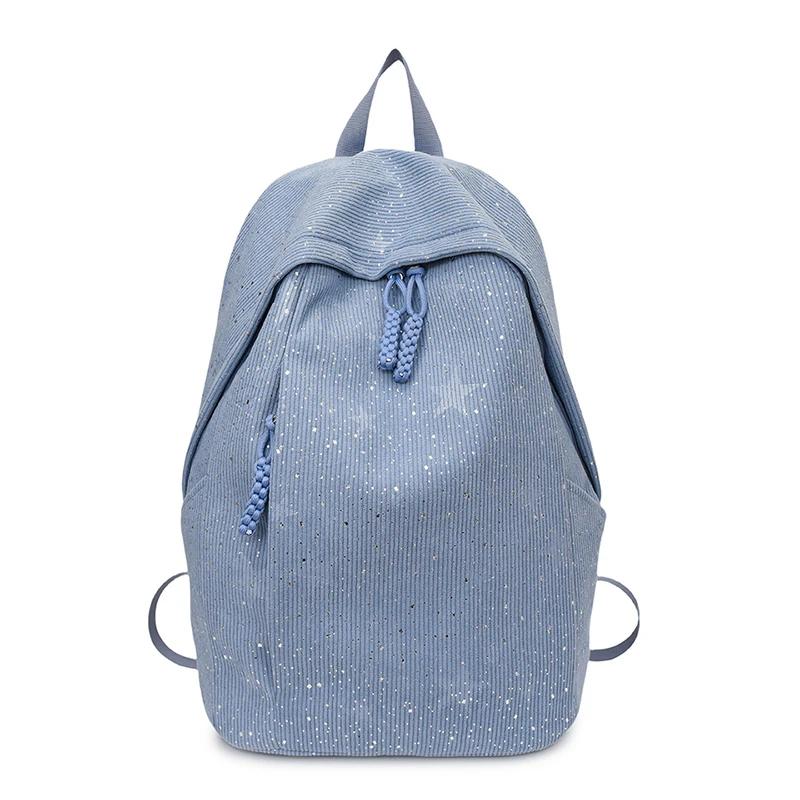 

Nyl Zipper Large Capacity Backpack Fashiable Sewing Thread School Bags 2026 New Students Bling Versatile Bags for Women синий