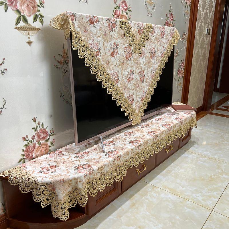 

European-Style Rectangular Tablecloth Accessible Luxury Fancy Living Room Coffee Table Dining Table Minimalist Fabric 2025 New Arrival Lace Tablecloth Gold powder family Separate chair cushion