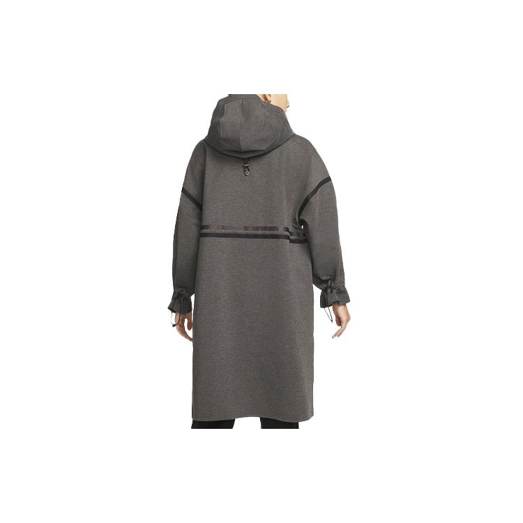 Nike Solid Color Zipper Mid-Length Waist-Defining Coat Women Coats Gray DM6167-032