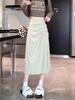 Jupe Midi fendue taille haute style français – Printemps/Été 2026 Coupe trapèze ajustée aux hanches pour femme petite taille