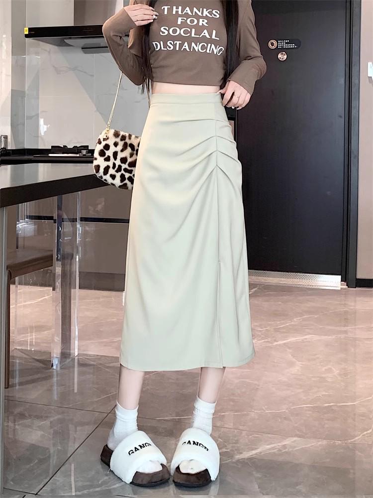 Jupe Midi fendue taille haute style français – Printemps/Été 2026 Coupe trapèze ajustée aux hanches pour femme petite taille
