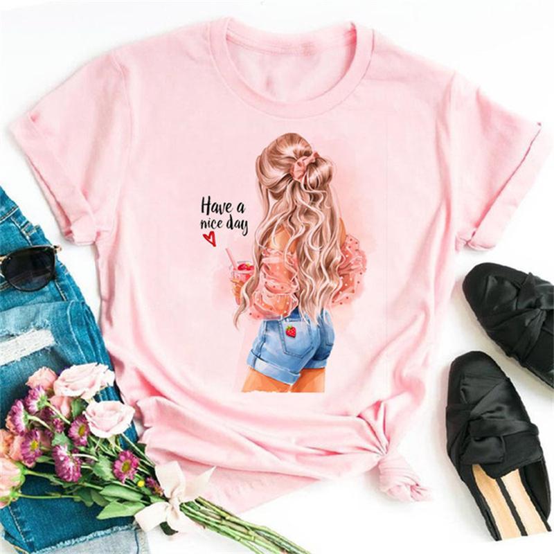 Piękne dziewczyny z lat 90., nadruki damskie, modne koszulki z okrągłym dekoltem, zabawne, estetyczne, graficzne, nadruki damskie, ubrania damskie