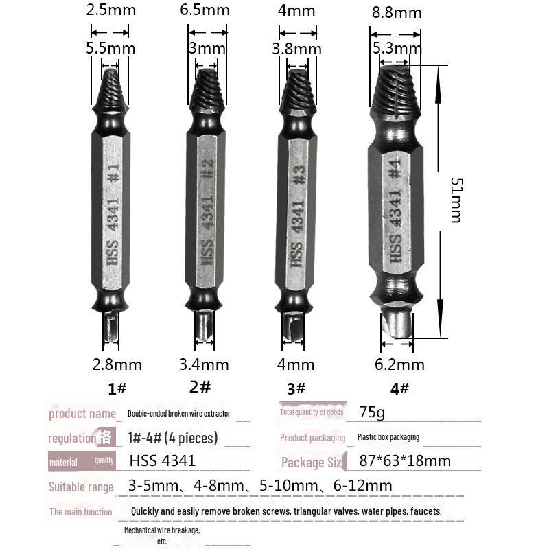 

Двусторонняя отвертка-экстрактор для извлечения сорванных или сломанных винтов.