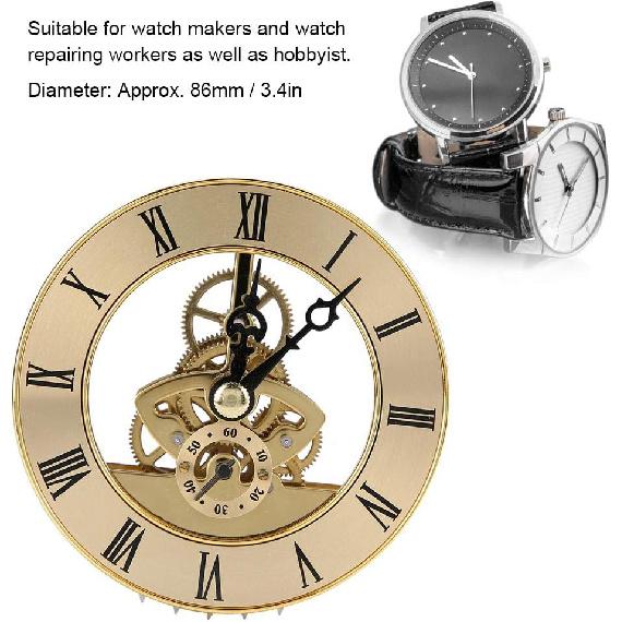 Mini hodinový strojek 3,38 palce(86 mm), Kulaté quartzové hodiny Vhodné Kovové vestavné hodiny Vložka Hlava quartzových hodin DIY Stolní řemeslné hodiny Příslušenství