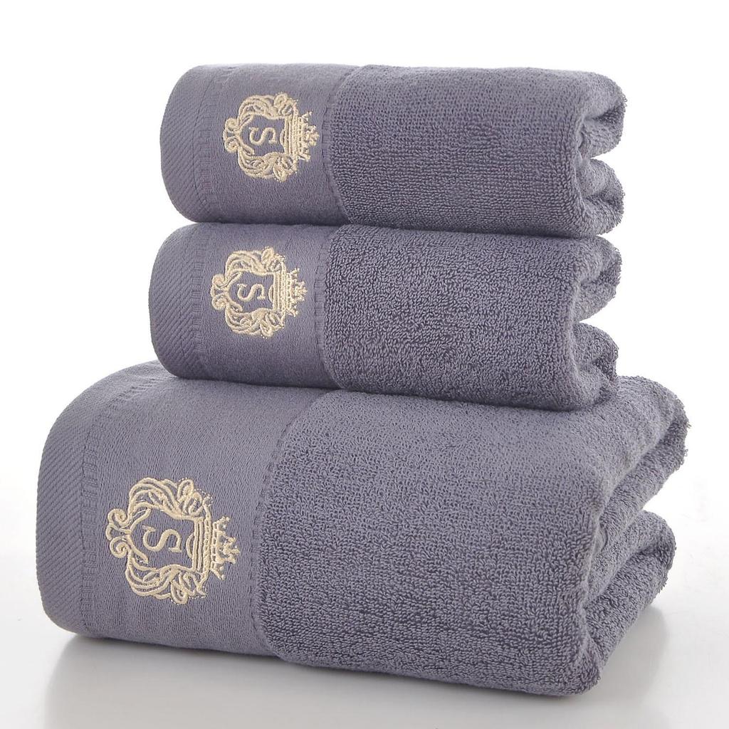 Pure Cotton Bath Towel Set: Absorbent and Lint-Free, Three-Piece Gift Set Featuring Extra Large Towels and Face Towel for Adults