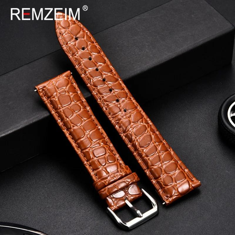 

Crocodile Pattern Luxury Design Leather Watchbands Steel Buckle Business Men Watch Band 18mm 20mm 22mm 24mm Watch Straps 24mm світло-коричневого кольору