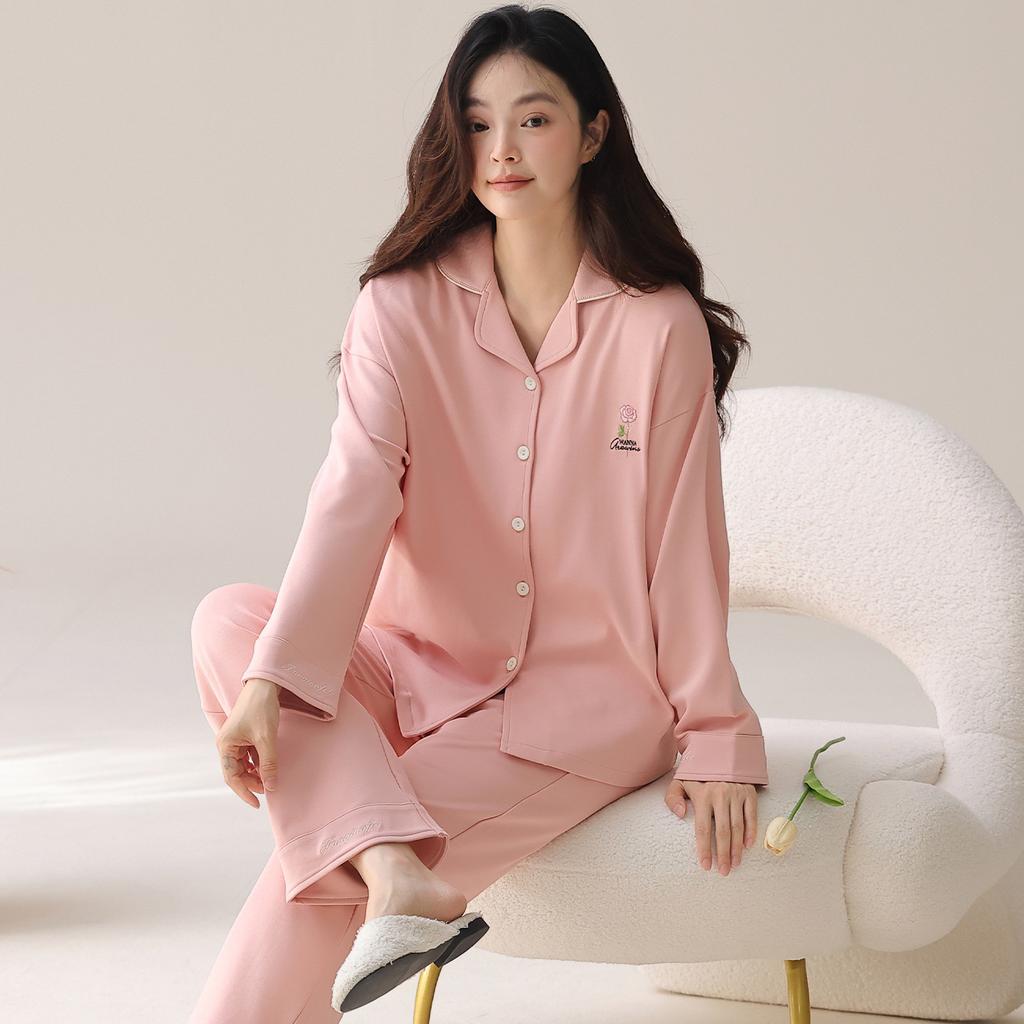 Pajamas women's spring and autumn pure cotton long-sleeved autumn 1011 new high-end cardigan autumn and winter thin large-size loungewear