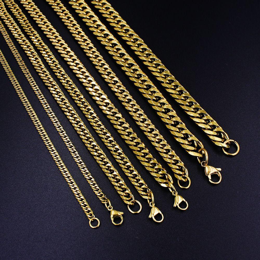 Chunky Miami Cuban Chain Necklaces for Men Women,Silver Golden Color Stainless Steel Metal Chain Collar,Basic Classic Jewelry Gift