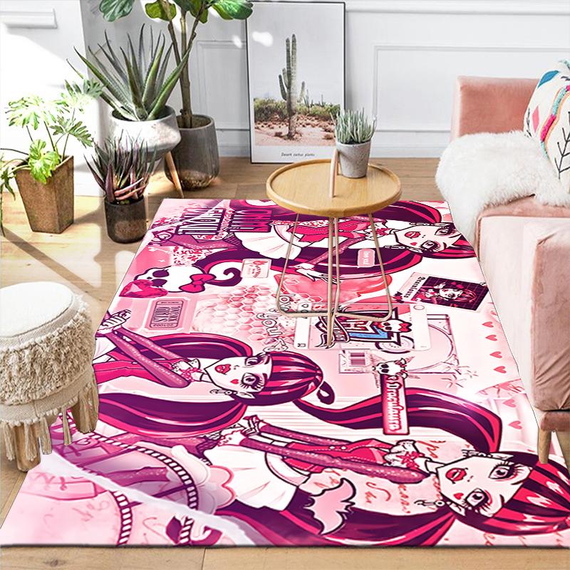 1Pc Monster High Party Time Rug, Office Carpet Indoor Outdoor Doormat, Non-Slip, Comfortable, Living, Christmas Halloween,  Xmas Gift S1943