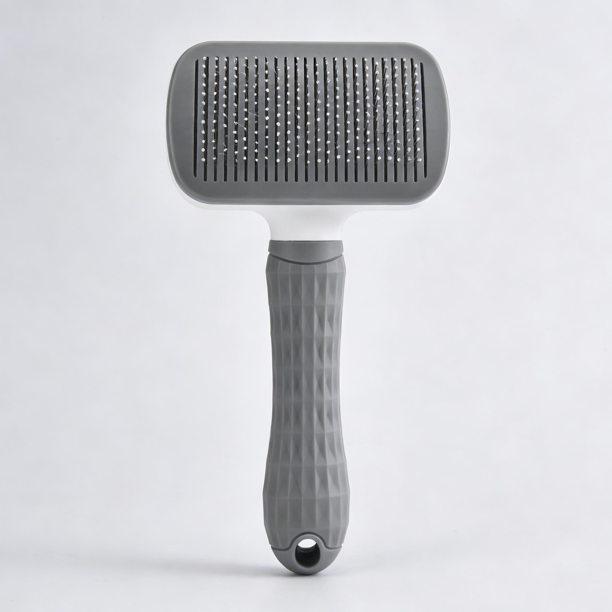 

Effortless One-Step Clean Pet Grooming Brush, Gentle Hair Remover Massage Tool for Dog Cat Long Short Coat серый