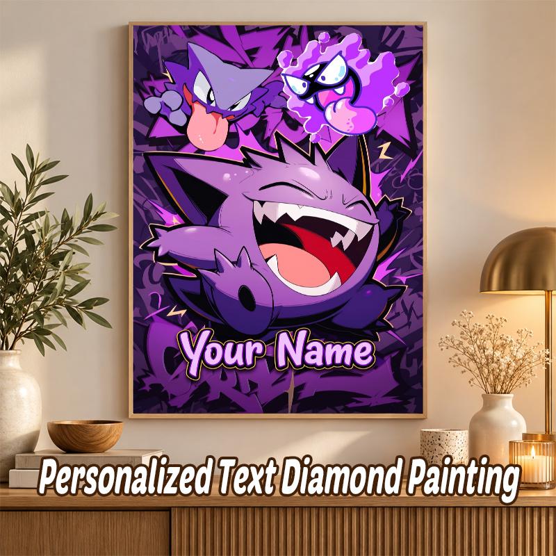Gengar Custom Name Diamond Painting Personalized 5D Full Drill DIY Diamond Art Home Decor