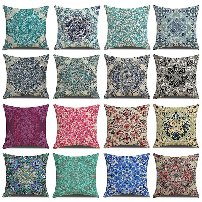 Retro Pattern Printed Cushion Pillow Cover Sofa Side Sleeping Household Products Linen Cushion Geometric Pattern