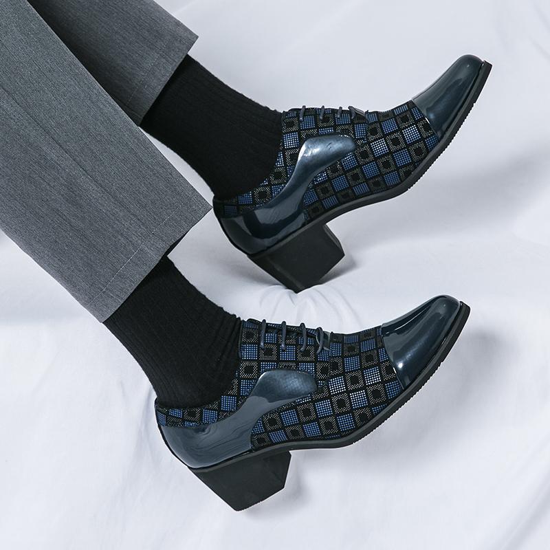 Fashion Men's formal leather shoes Fashion designer style Leisure Business Evening party wedding Adult high heels Black classics shoes