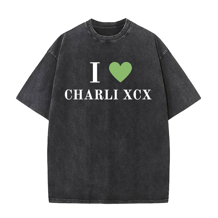 Charli Xcx Brat Tour Album Trička s potiskem písmen Pánská Hip Hop Vysoce kvalitní Vintage Prané Módní tričko Unisex Streetwear