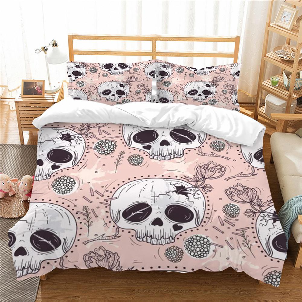 Duvet Cover Skull Print Bedding Set Cover Aesthetic Bedding Suit Children Home Bed Clothes Single Double Size Bed Set