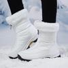 Women's Winter Leather Boots Women Winter Shoes Keep Warm Non-slip Black Snow Boots Ladies Lace-up  White Boots