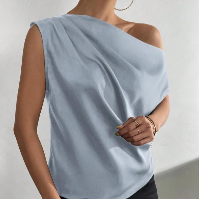 Imitation Silk Satin Halter Top 2025 Spring Solid Color Satin Pullover Sleeveless Shirt for Women Wearing Sexy Base Layer Short Top