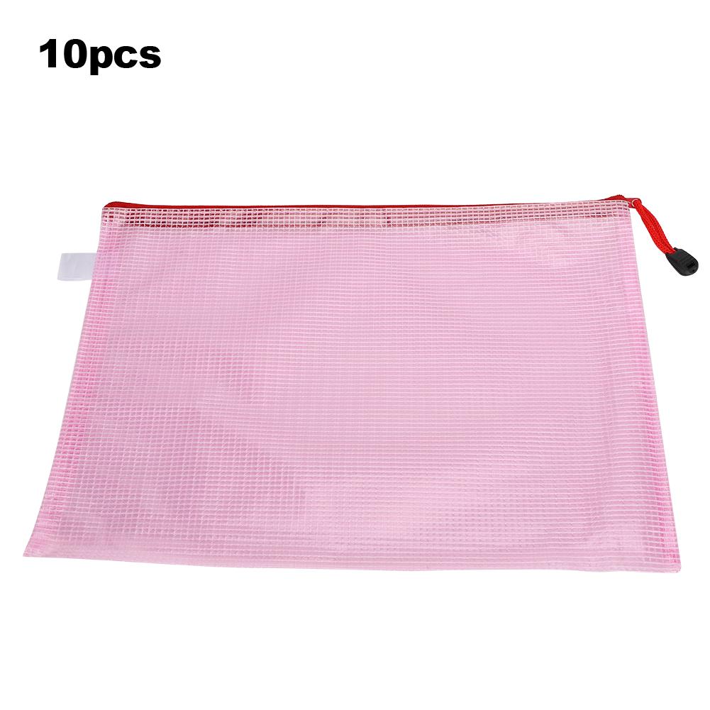 10pcs Mesh   Bag   File Folder PVC Transparent Information Pack Document
