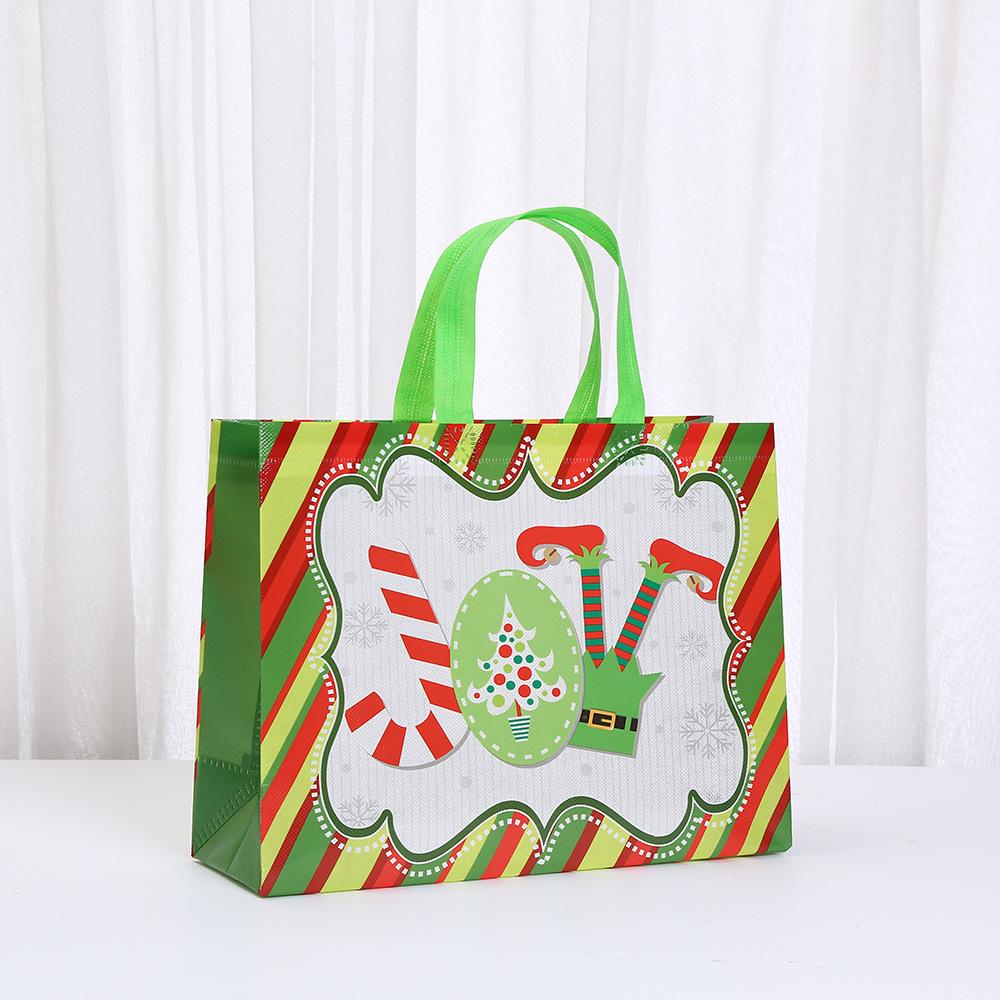 6/10pcs Holiday Non Woven Tote Bags Christmas Prints Reusable Gift Bags for Return Gifts Party Favor Packaging