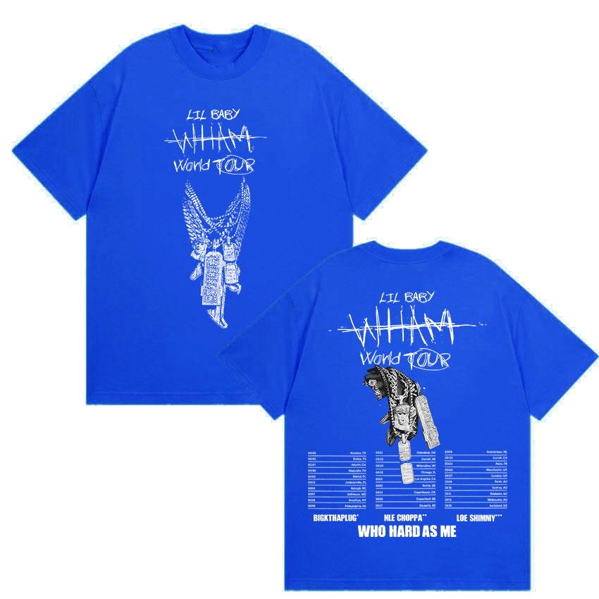 Rapper Lil Baby Wham World Tour 2025 Print T Shirts Men's Gothic Hip Hop Punk Clothing T-shirt Man Retro Oversized Cotton Tshirt