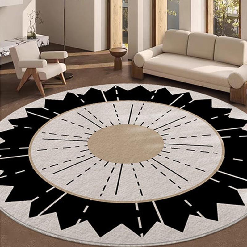 Modern Minimalist Home Decor Carpet Sunburst Geometric Design Round Mat Multiple Sizes Anti-slip Rug for Living Room Bedroom