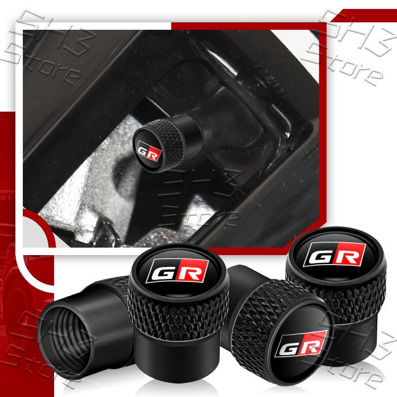 Style de Voiture 4 Pièces Bouchons de Valve de Pneu Métalliques pour Roue Bague de Jante de Pneu Couvercles Hermétiques pour Logo Sport GR Gazoo Racing Prius Camry Yaris Décor