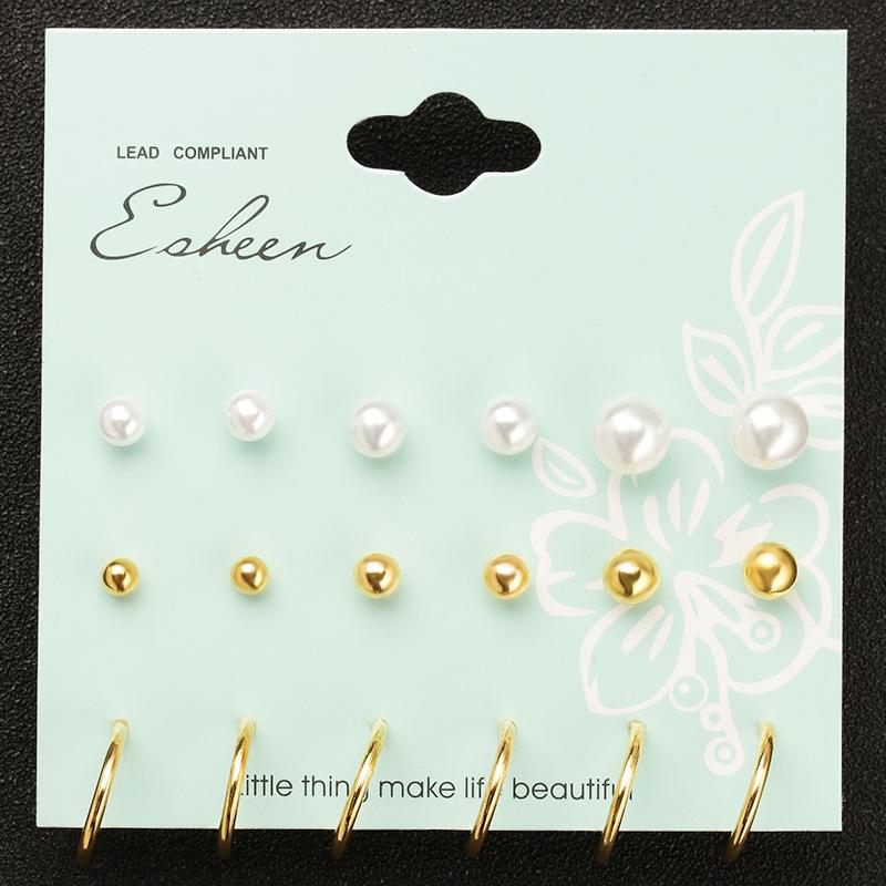 

U-образные серьги, 9-пластинчатый костюм, серьги с жемчужными шариками нового размера