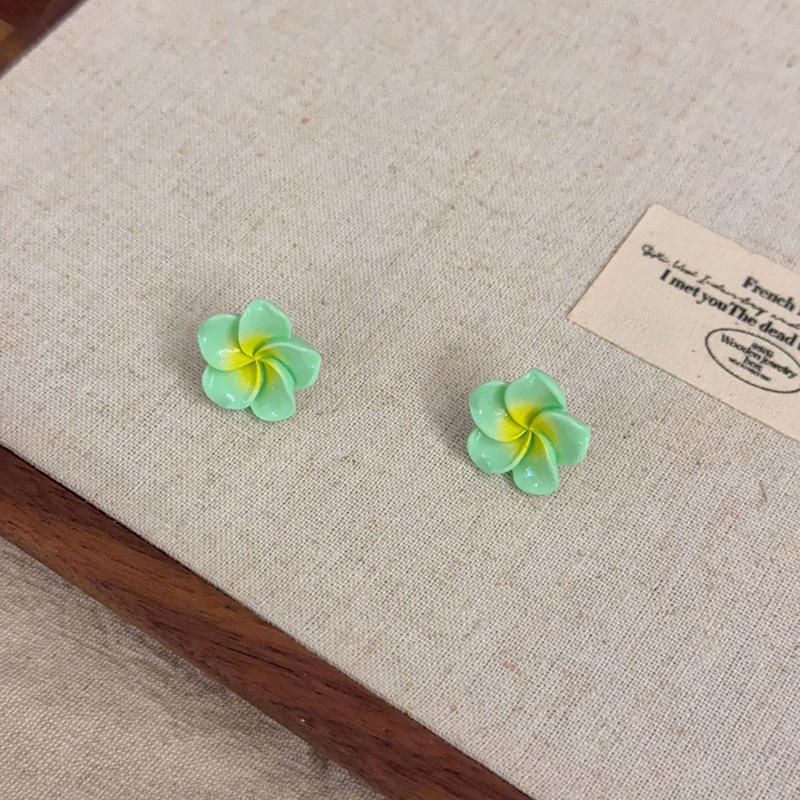 Women Hawaiian Plumeria Stud Earrings Necklace Set Delicate Summer Flower Jewelry Beach Party Accessories