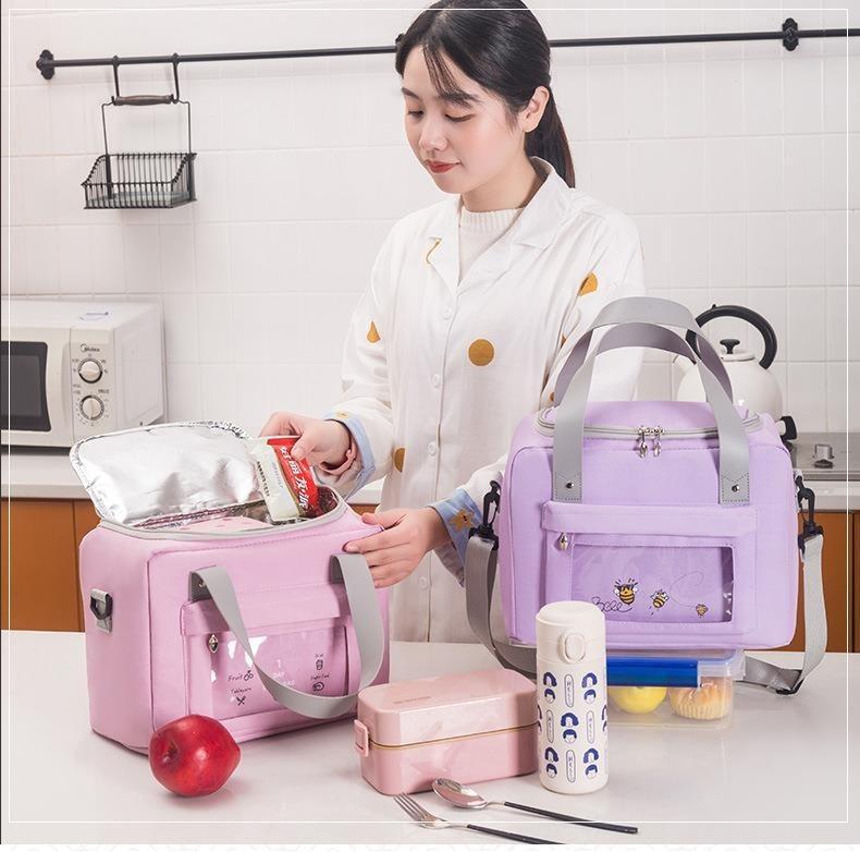 Polyester-Lunchbox-Tasche im japanischen Stil mit isolierter Folienauskleidung