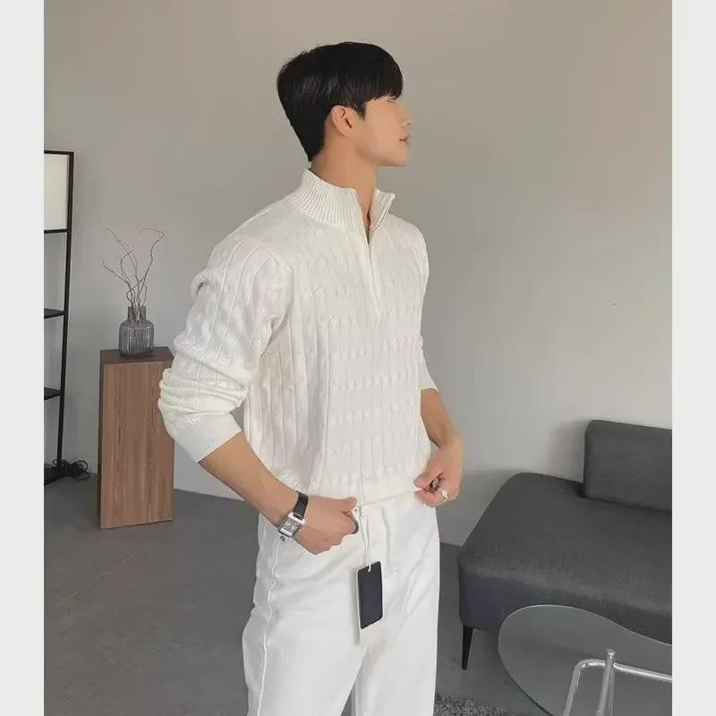 2023 Men's Trendy High Collar Zipper Pullover Sweater - Korean Style Winter Loose Fit