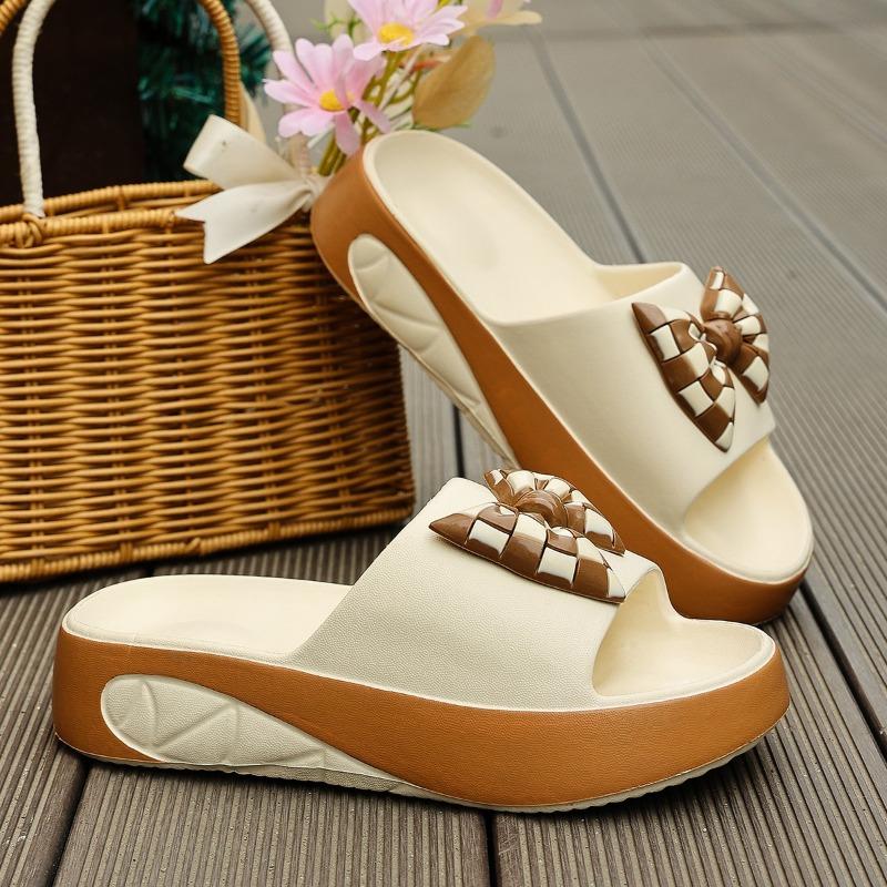 Fashion 2025 Summer EVA Women’s Mixed Colors Slippers Outdoor Casual Platform Bow Tie Sandals for Open Toe Comfortable Daily Slippers